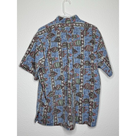 VTG Reyn Spooner Mens Four Button Down Hawaiian Shirt Floral Fish Design XL USA - Picture 2 of 16
